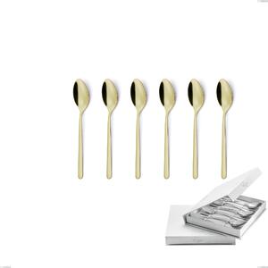 Confezione a libro 6 pezzi cucchiaini caff� Venice Tin Gold, Acciaio Inox 18-10 trattamento pvd oro, spessore 4 mm