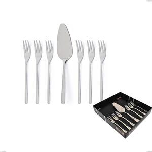 Confezione vetrina 7 pezzi dolce venice sabbiato, Acciaio inox Aisi 304 Posate sabbiate, spessore 4 mm