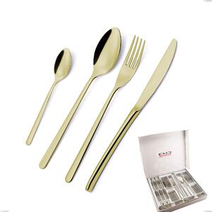 Cofanetto 24 pezzi Venice Tin Gold, Acciaio Inox 18-10 trattamento pvd oro, spessore 4 mm