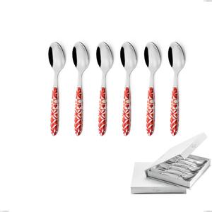 Confezione a libro 6 pezzi cucchiaini caff� vero circle, acciaio 18.0 nickel free, manicatura pbt sublimato acciaio lucido