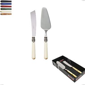 Confezione vetrina 2 pezzi,paletta pi� coltello dolce da servizio versailles, Acciaio 18/10 AISI 304 Lucido manicatura acrilico