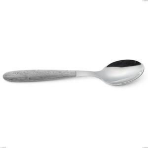 Cucchiaio tavola vero betulla, acciaio 18.0, manicatura pbt sublimato acciaio lucido, lunghezza 190 mm