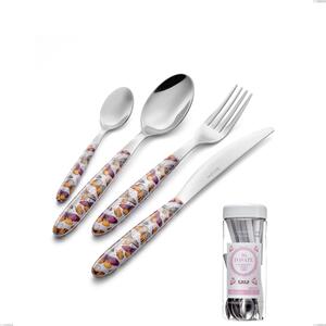Confezione barattolo francese 16 pezzi posate vero butterfly, acciaio 18.0 nickel free, manicatura pbt sublimato acciaio lucido