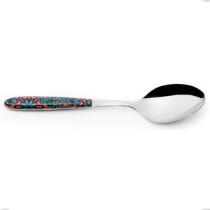 Cucchiaio da servizio vero damasco, acciaio 18.0 nickel free, manicatura pbt sublimato acciaio lucido, lunghezza 250 mm