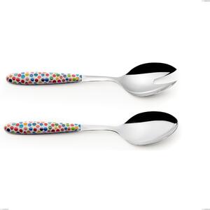 Coppia insalata vero coriandoli, acciaio 18.0 nickel free, manicatura pbt sublimato acciaio lucido, lunghezza 250.00 mm