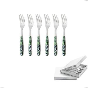 Confezione a libro 6 pezzi forchette dolce vero icon, acciaio 18.0 nickel free, manicatura pbt sublimato acciaio lucido