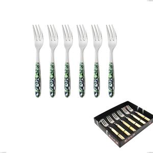 Confezione vetrina 6 pezzi forchette dolce vero icon, acciaio 18.0 nickel free, manicatura pbt sublimato acciaio lucido