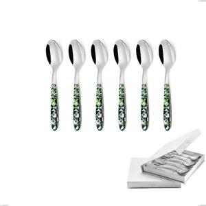 Confezione a libro 6 pezzi cucchiaini caff� vero icon, acciaio 18.0 nickel free, manicatura pbt sublimato acciaio lucido