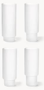 Set di 4 bicchieri da long drink in vetro soffiato millerighe Ripple