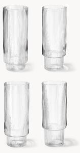 Set di 4 bicchieri da long drink in vetro soffiato millerighe Ripple