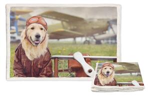 PLAID coperta IN PILE SHERPA fantasy HD CANE labrador AVIATORE