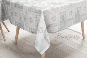 TOVAGLIA LIMA © in TELA CERATA plastificata LAVABILE idrorepellente in PVC TIROLESE shabby cuore grigio made in Italy Cm. 140x100 x4 persone