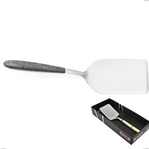 Confezione vetrina 1 pezzo pala lasagne vero olmo grigio, acciaio 18.0 nickel free, manicatura pbt sublimato acciaio lucido