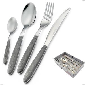 Confezione vetrina 16 pezzi vero olmo grigio, acciaio 18.0 nickel free, manicatura pbt sublimato acciaio lucido