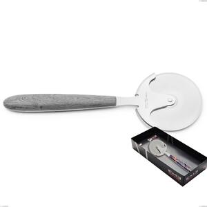 Confezione vetrina rotella tagliapizza vero olmo grigio, acciaio 18.0 nickel free, manicatura pbt sublimato acciaio lucido