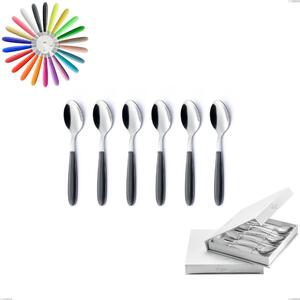 Confezione a libro 6 pezzi cucchiaini caff� vero, acciaio 18/0 aisi 430 nichel free manici abs acrilico