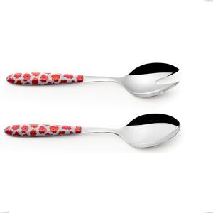 Coppia insalata Vero poppy, acciaio 18.0 nickel free, manicatura pbt sublimato acciaio lucido, lunghezza 250 mm