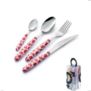 Confezione You&Me 24 pezzi posate Vero poppy, acciaio 18.0 nickel free, manicatura pbt sublimato acciaio lucido