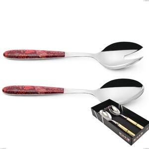 Confezione vetrina 2 pezzi insalata vero samarcanda, acciaio 18.0 nickel free, manicatura pbt sublimato acciaio lucido