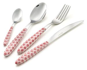 Set Posate colorate 4 pezzi VERO RAJAH , Rosso1 posto tavola 18/C in confezione vetrina
