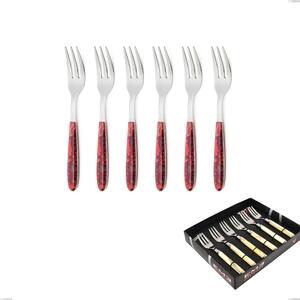 Confezione vetrina 6 pezzi forchette dolce vero samarcanda, acciaio 18.0 nickel free, manicatura pbt sublimato acciaio lucido