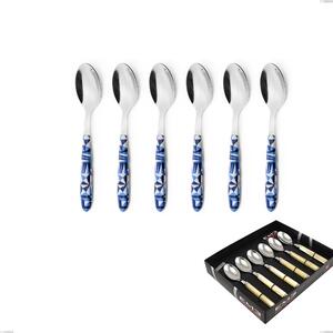 Confezione vetrina 6 pezzi cucchiaino caffe vero triangle, acciaio 18.0 nickel free, manicatura pbt sublimato acciaio lucido