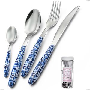Confezione barattolo francese 16 pezzi posate vero triangle, acciaio 18.0 nickel free, manicatura pbt sublimato acciaio lucido