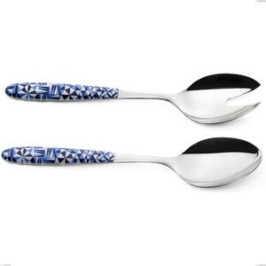 Coppia insalata vero triangle, acciaio 18.0 nickel free, manicatura pbt sublimato acciaio lucido, lunghezza 250 mm