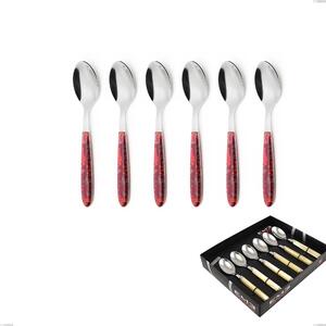 Confezione vetrina 6 pezzi cucchiaino caffe vero samarcanda, acciaio 18.0 nickel free, manicatura pbt sublimato acciaio lucido