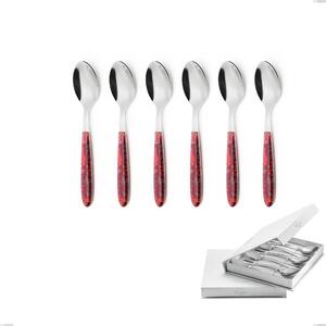 Confezione a libro 6 pezzi cucchiaini caff� vero samarcanda, acciaio 18.0 nickel free, manicatura pbt sublimato acciaio lucido- posate