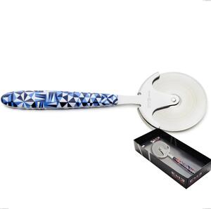 Confezione vetrina rotella tagliapizza vero triangle, acciaio 18.0 nickel free, manicatura pbt sublimato acciaio lucido
