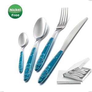 Confezione a libro 6 pezzi cucchiaini caff� Vero Trinacria Verde 31, inox 18/0