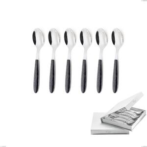 Confezione a libro 6 pezzi cucchiaini caff� vero wenge, acciaio 18.0 nickel free, manicatura pbt sublimato acciaio lucido