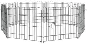 PawHut Recinto per Cani per Animali Gatti Cani Cuccioli Gabbia in Acciaio Diametro 158 x 61cm Nero|Aosom