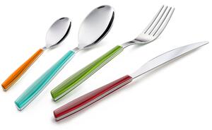 Servizio Posate Colorate 24 pezzi WAVE 6 Coltello 6 Forchetta 6 Cucchiaio 6 Cucchiaino caff� (Colore Misto 24 pezzi) turchese-verde-arancio-lilla