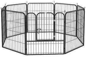 PawHut Recinto per Cani e per Cuccioli, Recinto Modulare per Cani da Interno ed Esterno in Metallo e Acciaio 8 Pannelli 79x79cm|Aosom