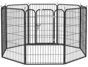 PawHut Recinto per Cani e per Cuccioli, Recinto Modulare per Cani da Interno ed Esterno in Metallo e Acciaio 8 Pannelli 79x100cm|Aosom