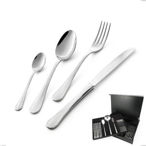 Servizio di posate 113 pezzi in astuccio regalo coltello manico vuoto Luigi XVI, Acciaio Inox 18.10 (AISI304), spessore 3.00 mm