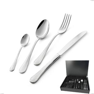 Servizio di posate 24 pezzi in astuccio di legno Luigi XVI, Acciaio Inox 18.10 (AISI304), spessore 3.00 mm