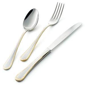 Servizio Posate LUIGI XVI ORO 24 pezzi acciaio inox e oro 18/10 AISI304 spessore 3 mm In Confezione Panoramica