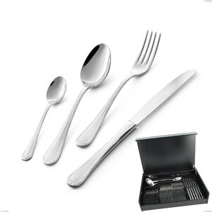 Servizio di posate 51 pezzi in astuccio di legno Luigi XVI, Acciaio Inox 18.10 (AISI304), spessore 3.00 mm- posate