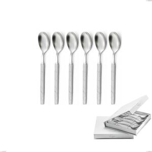 Confezione a libro 6 pezzi cucchiaini caff� Zeus ICE , Acciaio 18/10 forgiato martellato sabbiato, spessore 4 mm, forgiato