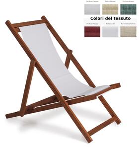 Sdraio reclinabile e chiudibile senza braccioli Telo di Nylon AFRODITE 120x57x94h cm -peso 8,5 kg quattro posizioni in legno noce e telo in PVC
