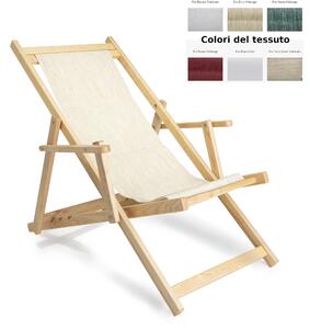 Sdraio reclinabile e chiudibile senza braccioli Telo di Nylon AFRODITE 120x57x94h cm -peso 8,5 kg quattro posizioni Telaio in legno Frassino Naturale e telo in PVC