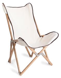 Sedia, poltrona Tripolina in legno di frassino telaio Teak Dimensione 68x80x105cm tessuto in cotone colore ecru bordato marrone