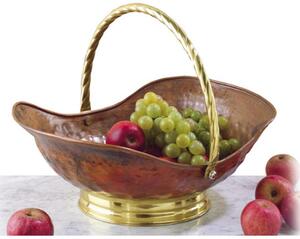 Centrotavola espositore frutta Barca diametro 35xh14 cm in rame massiccio e ottone