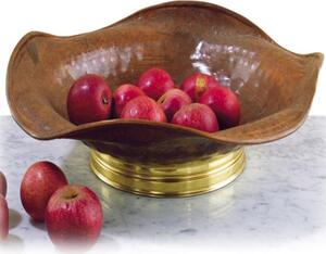 Centrotavola espositore frutta Quadrifoglio diametro 35xh14 cm in rame massiccio e ottone