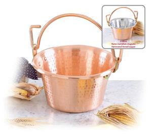 Paiolo per polenta � 18xh10 cm - lt 1,85 cm realizzato in rame massiccio liscio. stagnato a mano Linea Traditional