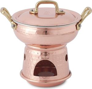 Tegamino per Salsa �14 x h17 cm -1,0 lt. realizzata in rame massiccio liscio bombato stagnato a mano