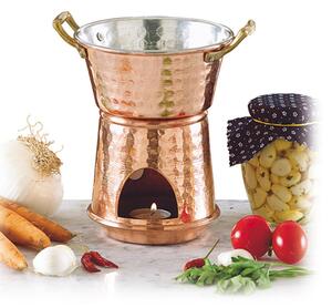 Tegamino per Salsa �14 x h17 cm - 0,8 lt. realizzata in rame massiccio liscio. stagnato a mano Linea Traditional